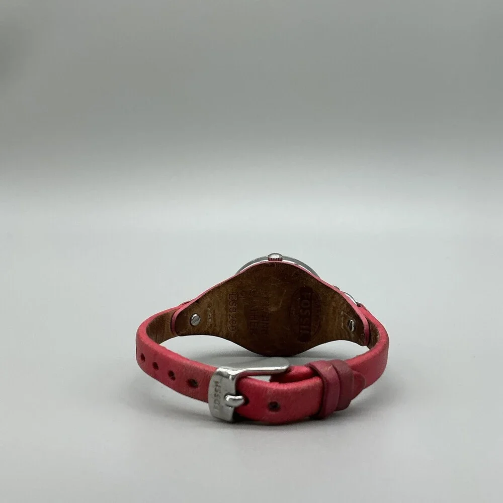Fossil Georgia Womens Watch 32mm Red Leather Stainless FS3299 New Battery